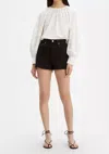 Levi's High Rise Button Fly Fringe Ribcage Shorts In Black