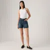 Levi's High Rise Cinch Mid-thigh Women's Shorts 31 In Blue
