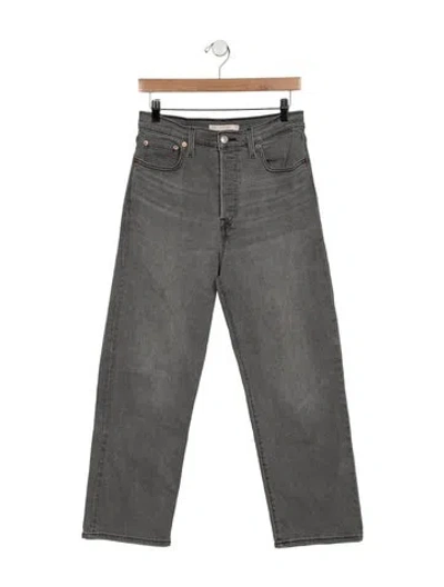 Pre-owned Levi's High-rise Straight Leg Jeans In Gray