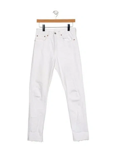 Pre-owned Levi's High-rise Straight Leg Jeans In White