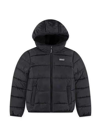 Levi's Kids' Hooded Logo Jacket In Black
