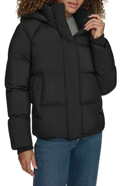 Levi's® Hooded Quilted Puffer Jacket In Black
