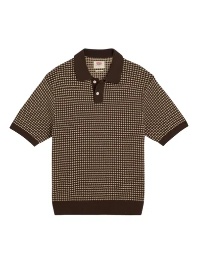 Levi's Houndstooth-pattern Polo Shirt In Green