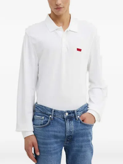 Levi's Housemark Long-sleeved Polo Shirt In White