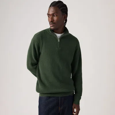 Levi's Housemark Quarter Zip Sweater In Green