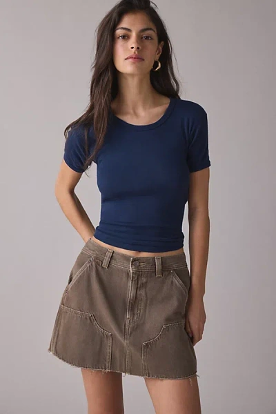 Levi's Icon Denim Mini Skirt In Washed Canteen, Women's At Urban Outfitters In Blue