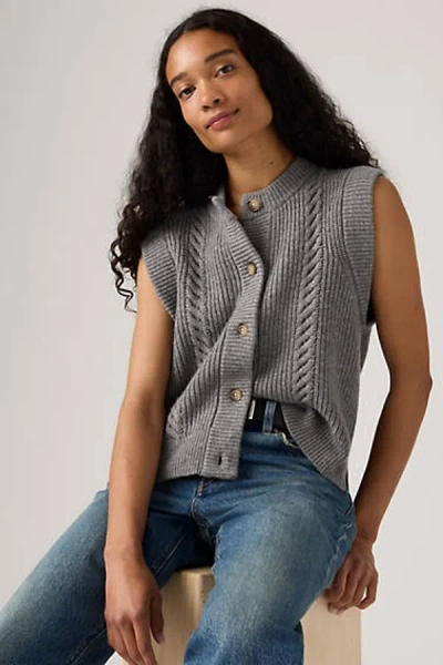 Levi's Ines Cable Sweater Vest In Gray