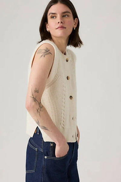 Levi's Ines Cable Sweater Vest In White
