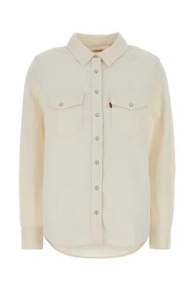 LEVI'S IVORY LYOCELL BLEND ICONIC WESTERN SHIRT
