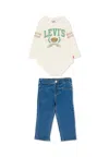 Levi's Ivory Suit For Baby Boy With Logo In Black