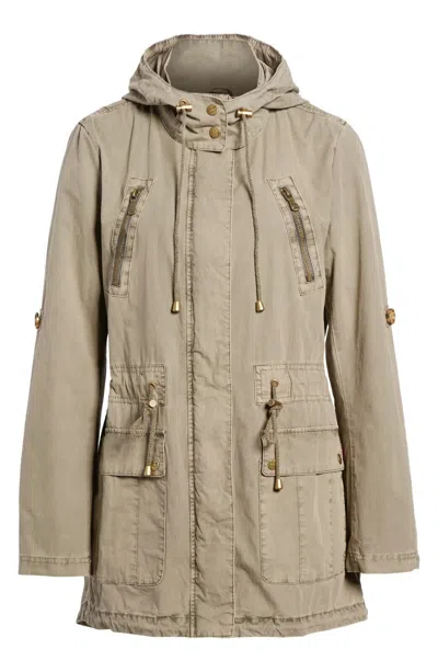 Levi's Jacket Womens Gray Hooded Roll Up Sleeve Full Zip Parka Utility Jdm857