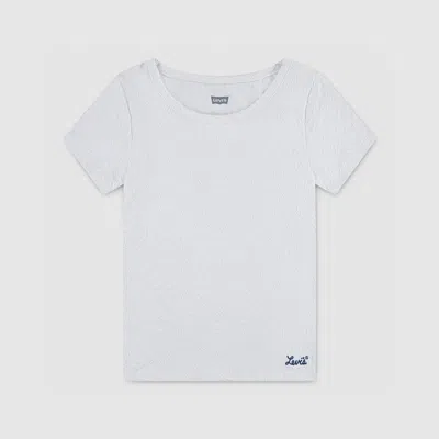 Levi's Levis Jacquard Ss Knit Top Big Girls S-xl Xl In White