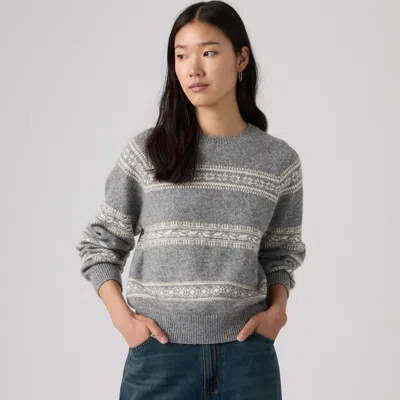 Levi's Jolie Fairisle Crewneck Sweater In Gray