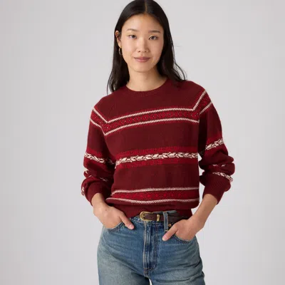 Levi's Jolie Fairisle Crewneck Sweater In Burgundy