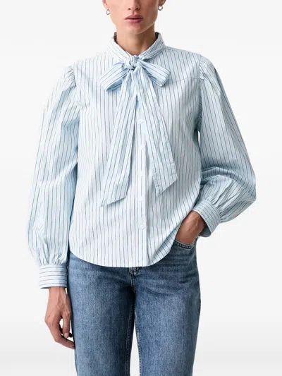 Levi's Judice Pussy-bow Striped Shirt In Blue
