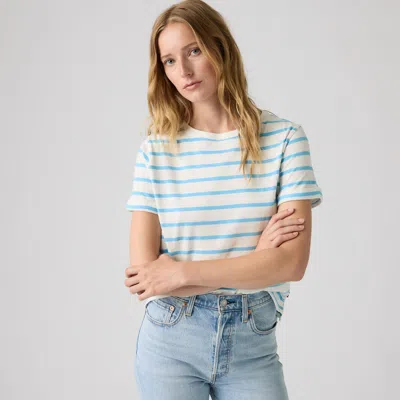 Levi's Julie Slub Short-sleeve Tee T-shirt In Saint Stripe Alaskan Blue