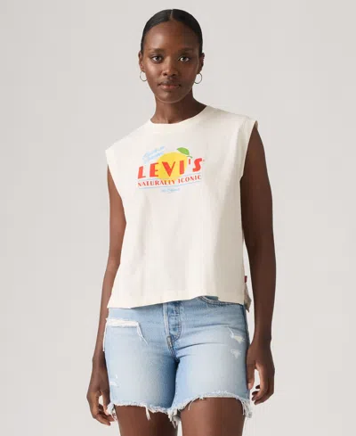 Levi's Juniors' Boxy Crewneck Tank Top In White