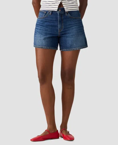 Levi's Juniors' Cinch High-rise Mid-thigh Shorts In Blue