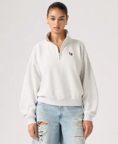 Levi's Juniors' Graphic Boxy 1/4-zip Sweatshirt In White