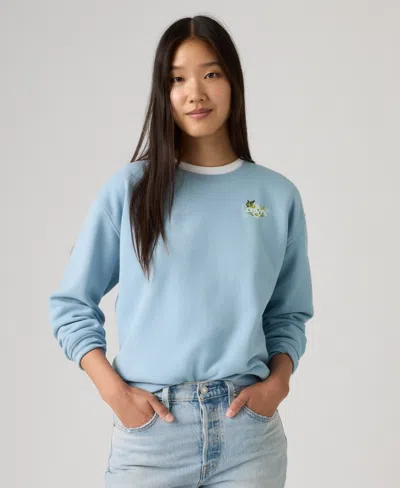Levi's Juniors' Graphic Everyday Crewneck Sweatshirt In Blue