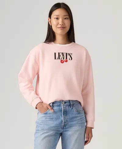 Levi's Juniors' Graphic Everyday Crewneck Sweatshirt In Pink