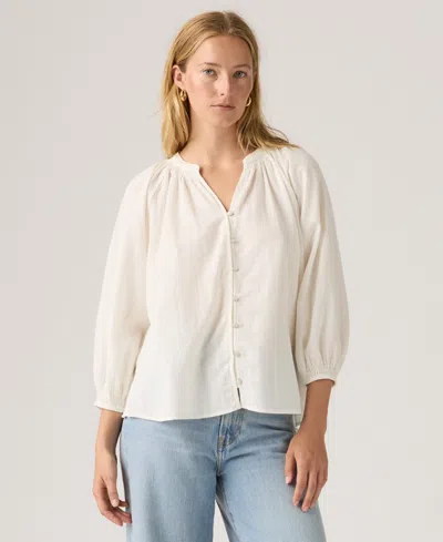 Levi's Juniors' Phoebe V-neck Blouse In White
