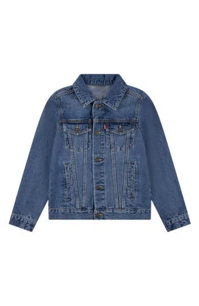 Levi's® Kid's American Flag Denim Trucker Jacket In Blue