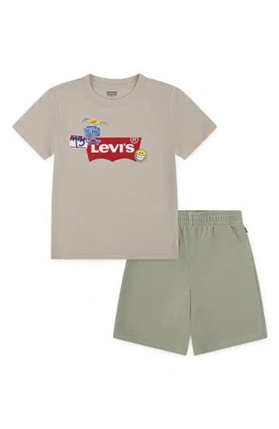 Levi's® Kids' '73 Graphic T-shirt & Shorts Set In Brown