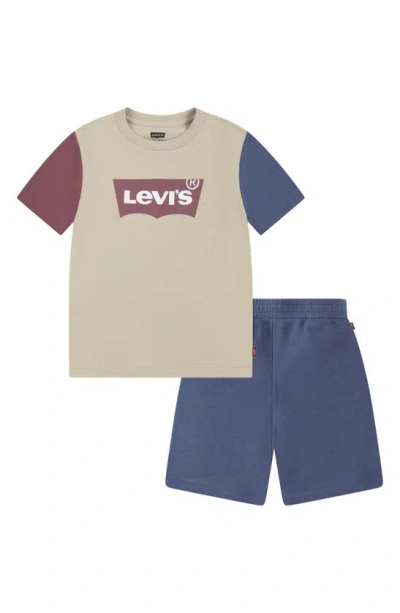 Levi's® Kids' Colorblock Logo Graphic T-shirt & Cargo Shorts Set In Safari
