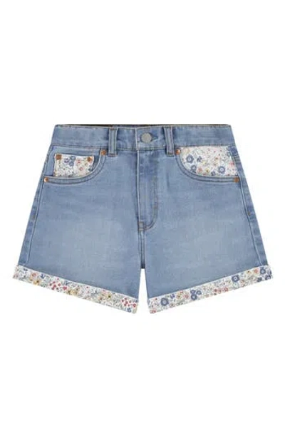 Levi's® Kids' Floral Print Denim Mom Shorts In Fully Baked