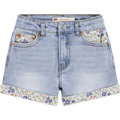 Levi's® Kids' Floral Print Denim Shorts In Brown