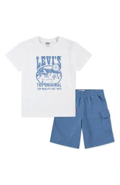 Levi's® Kids' Mountain Graphic T-shirt & Cargo Shorts Set In White