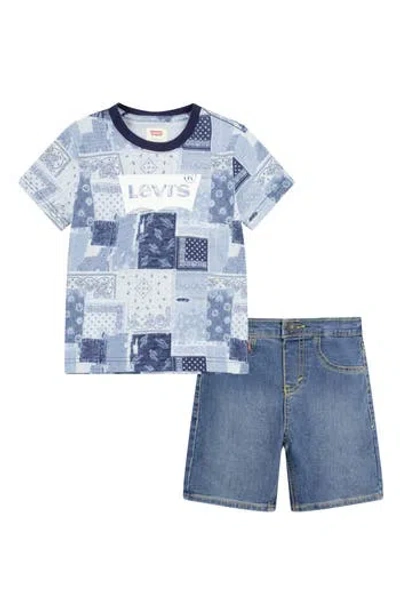 Levi's® Babies'  Kids' Patchwork T-shirt & Shorts Set In Coronet Blue