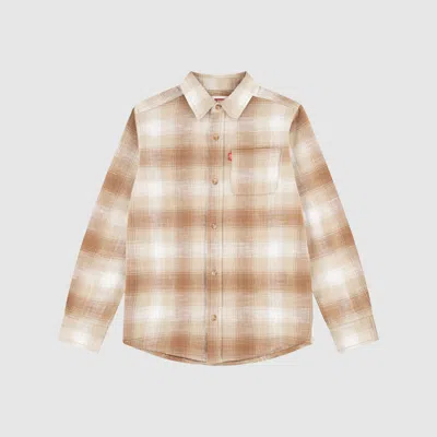 Levi's Kids Shadow Plaid Shirt In Neutral / Foxtrot