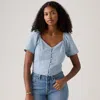 Levi's Kierra Short-sleeve Denim Blouse In Blue