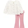 Levi's® Lace Collar Long Sleeve Top & Flare Leggings Set In Pink