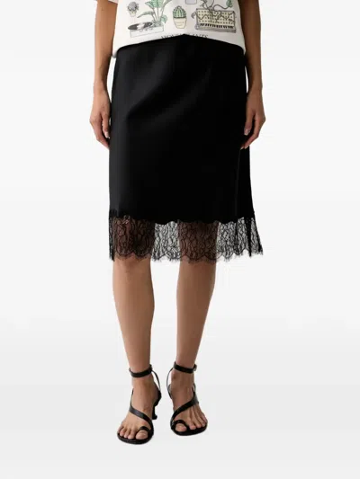 Levi's Lace-trim Slip Midi Skirt In Black