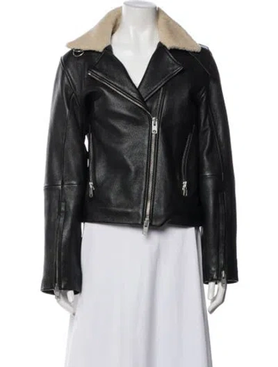 Pre-owned Levi's Lambskin Biker Jacket In Black