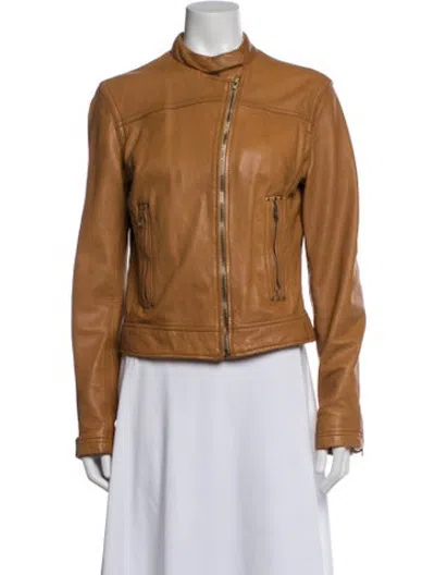Pre-owned Levi's Leather Biker Jacket In Brown