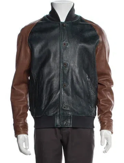 Pre-owned Levi's Leather Bomber Jacket In Blue