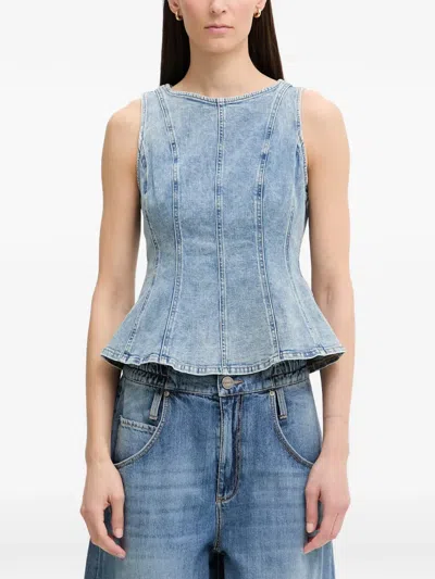 Levi's Leighton Peplum Sleeveless Top In Blue