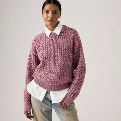 Levi's Leilah Cable Crewneck Sweater In Pink