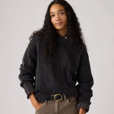 Levi's Leilah Cable Crewneck Sweater In Black