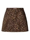 Levi's Womens Cat Eyes Icon Leopard-print Denim Mini Skirt In Brown