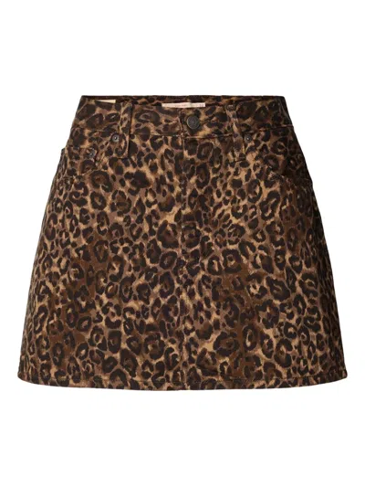 Levi's Leopard-print Denim Skirt In Brown