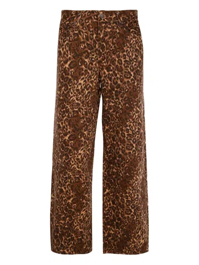 Levi's Leopard-print Straight-leg Jeans In Brown