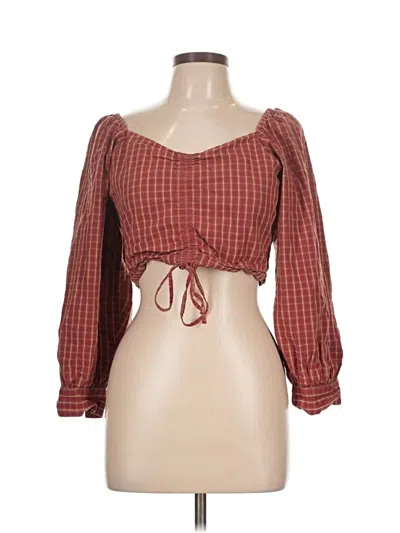 Pre-owned Levi's 3/4 Sleeve Blouse In Burgundy