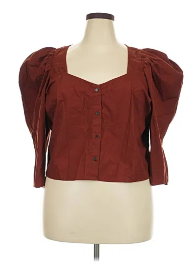 Pre-owned Levi's 3/4 Sleeve Blouse In Burgundy