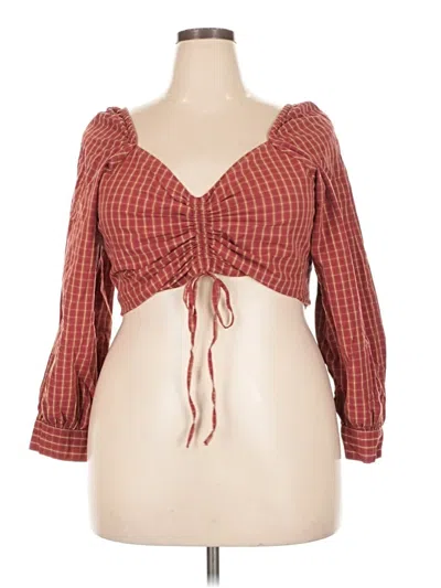 Pre-owned Levi's 3/4 Sleeve Blouse In Burgundy
