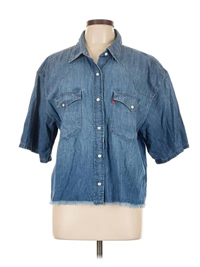 Pre-owned Levi's 3/4 Sleeve Button Down Shirt In Blue